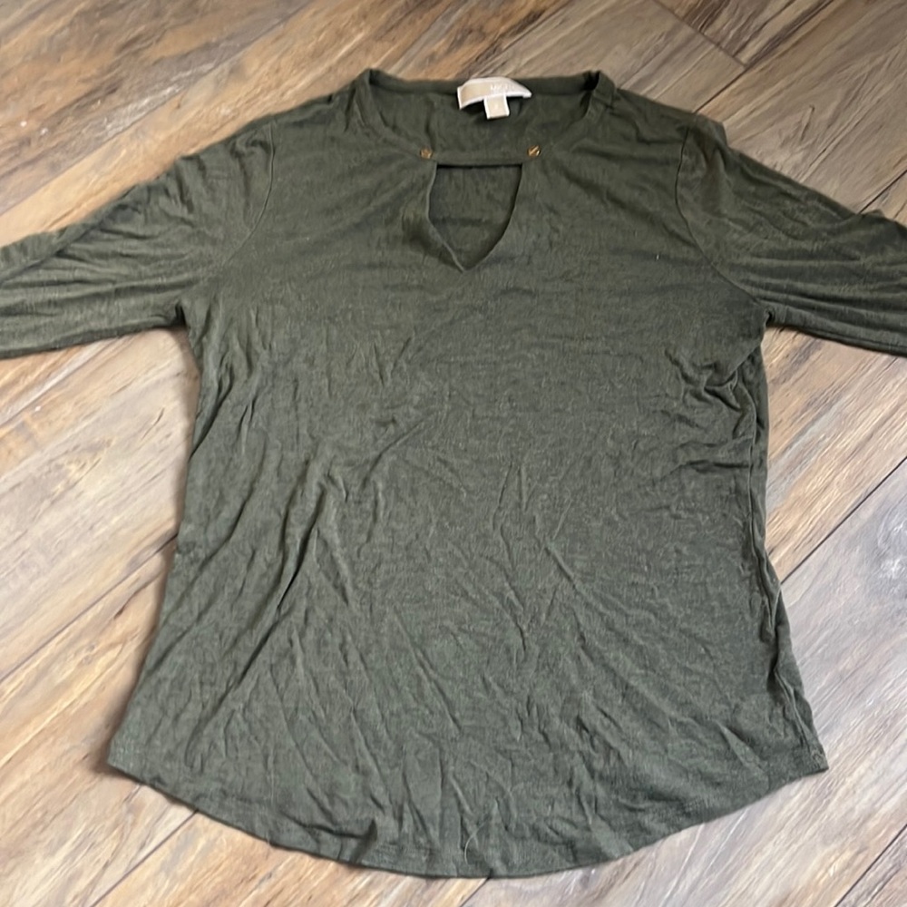 Michael Kors Green Long Sleeve Top